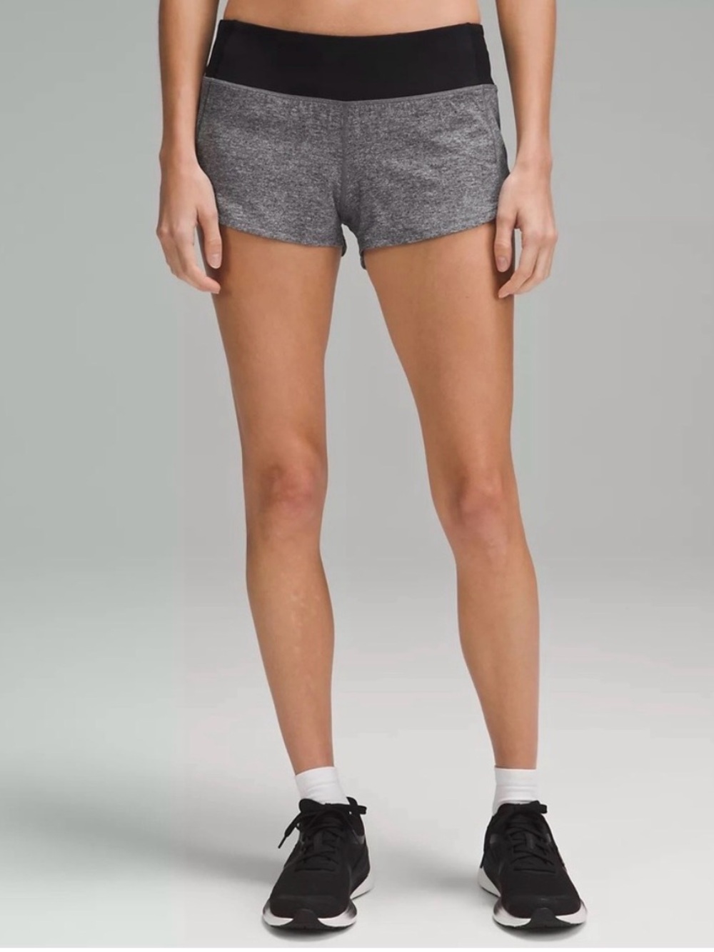 lululemon athletica Gray Athletic Shorts with Black Waistband